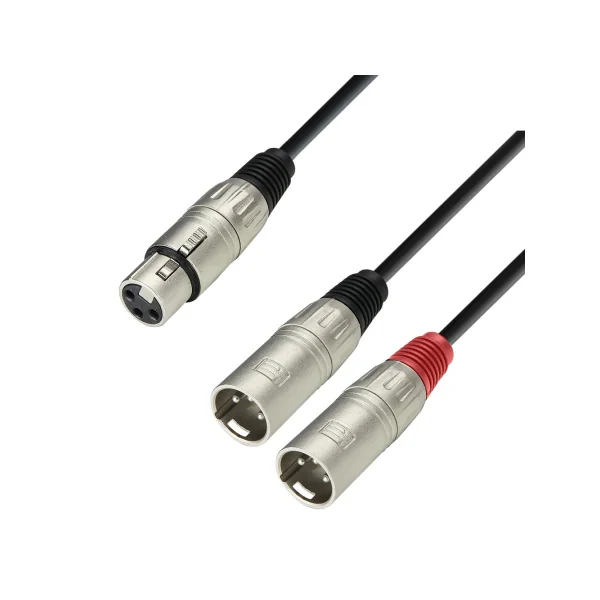 Câble audio 1 x XLR femelle stéréo vers 2 x XLR mâles gauche et droite 1m