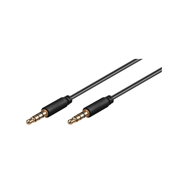 Câble jack 3.5mm mâle vers jack 3.5 mâle TRRS 4-pin stéréo et micro 1.50m noir