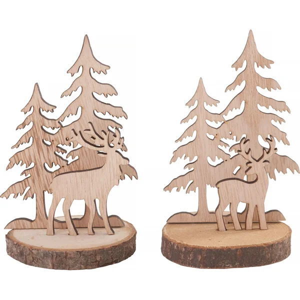 Déco à emboîter en bois sur rondelle d'écorce VBS, set de 2