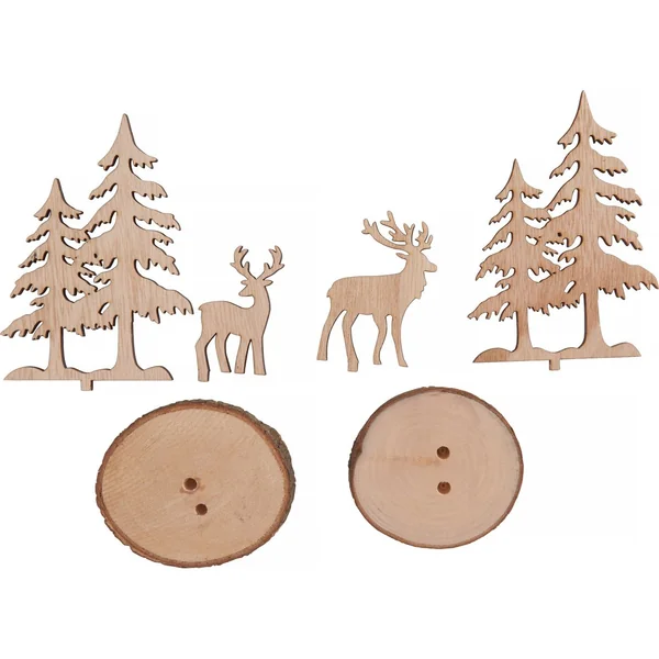 Déco à emboîter en bois sur rondelle d'écorce VBS, set de 2