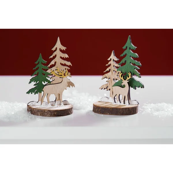 Déco à emboîter en bois sur rondelle d'écorce VBS, set de 2