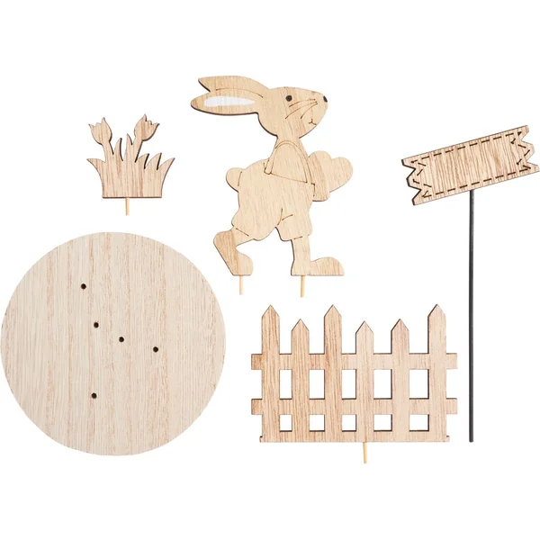 Décoration à emboîter VBS « Lapin avec panneau », 5 pc.