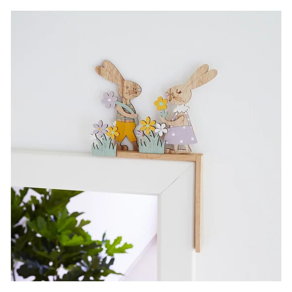 Décorations à emboîter en bois sur rondelle d'écorce VBS « Lapins Bugs et Bea »