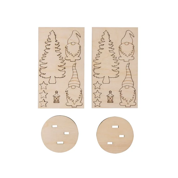Décos à emboîter en bois « Lutin et sapin »