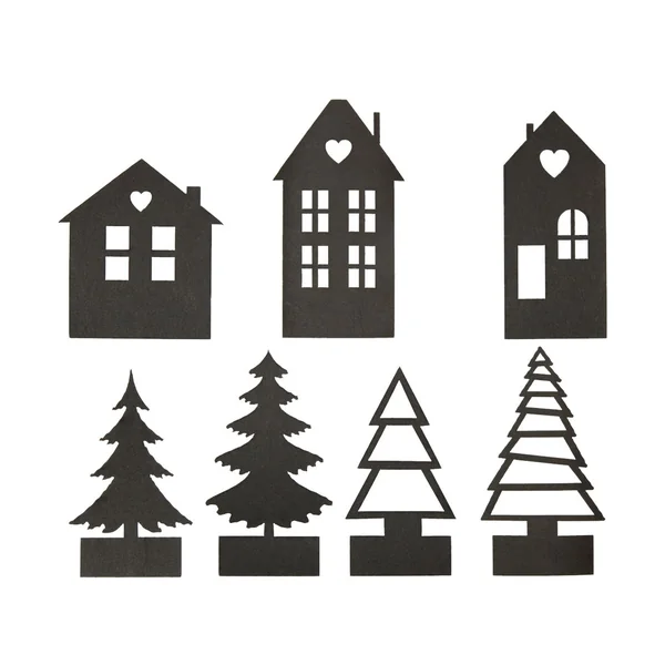 Découpes en papier « Maisons et arbres »