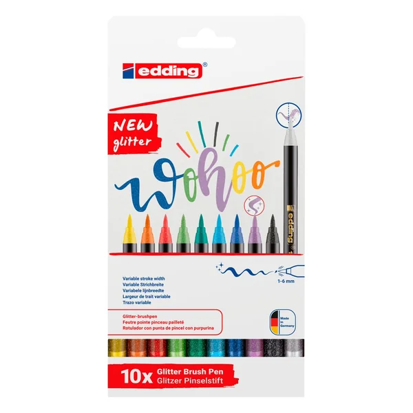 edding 1340 feutres pinceaux pailletés, set de 10