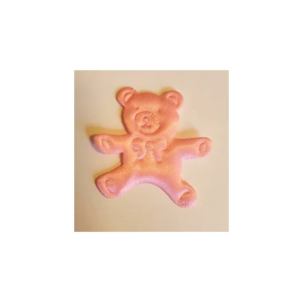 Embellissement en satin 'La Fourmi Créative' Ours en peluche Rose