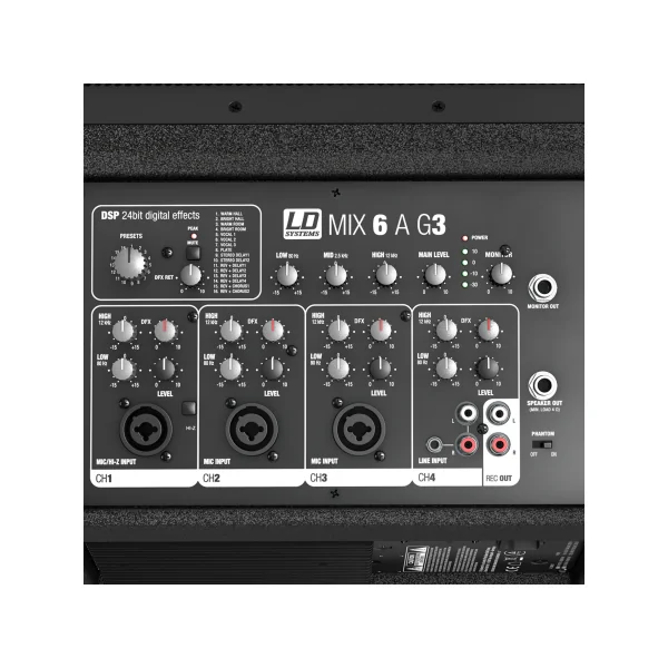 Enceinte LD System LDMIX62A G3 2 Voies 280W Avec Mixage 4 entrées et effet