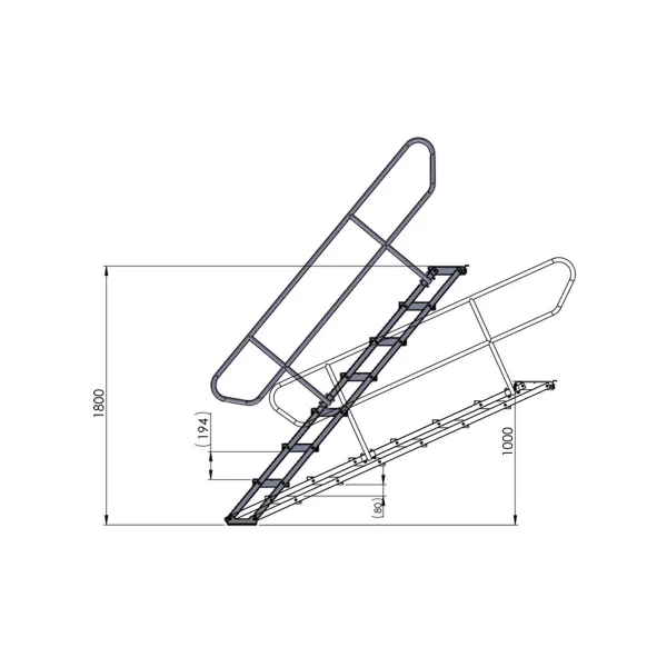 Escalier 6 marches Durastage Vario stair 100-180cm sans rampe