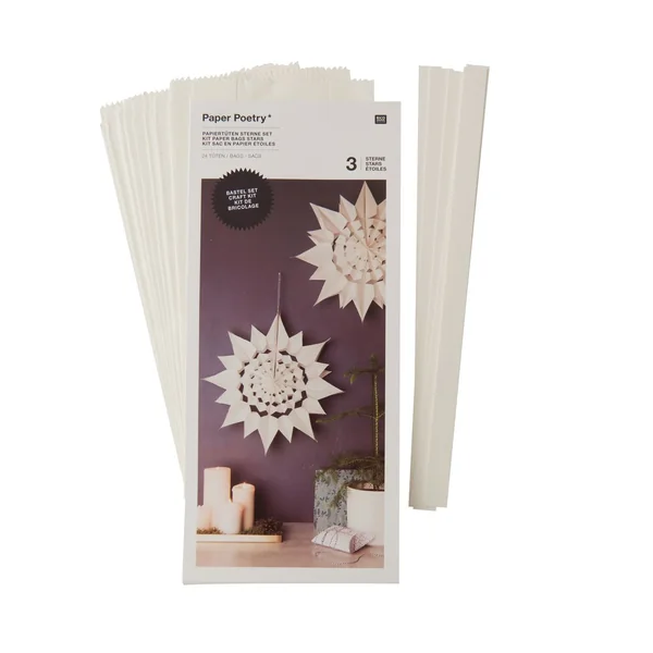 Etoiles en sachets en papier, grand, blanc