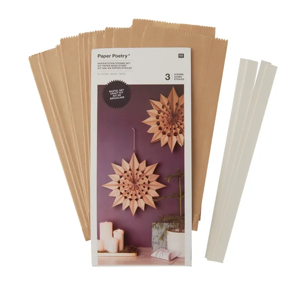 Etoiles en sachets en papier, grand, marron