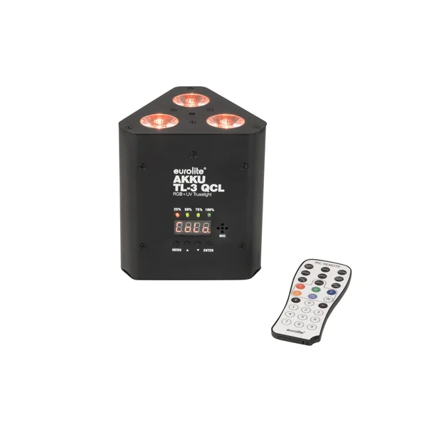 EUROLITE Set 4x AKKU TL-3 QCL RGB+UV Trusslight + SB-4 Soft Bag