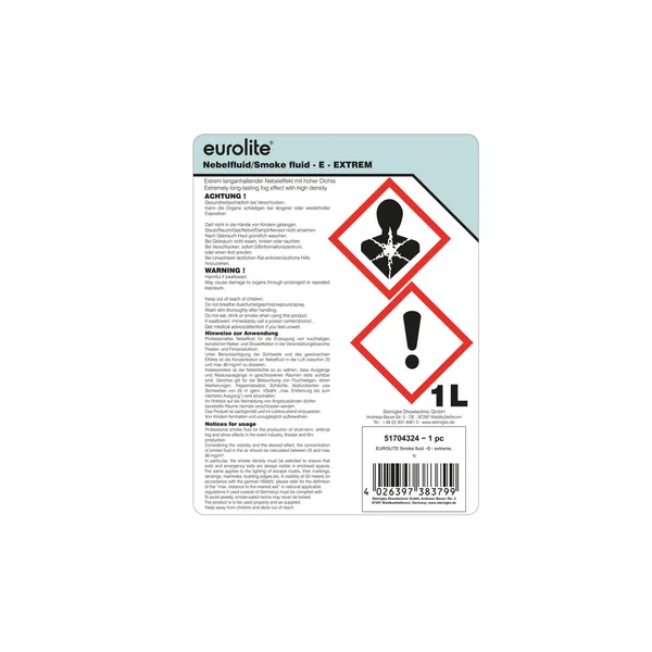 EUROLITE SMOKE FLUID -E- Extreme, 1l smoke fluid