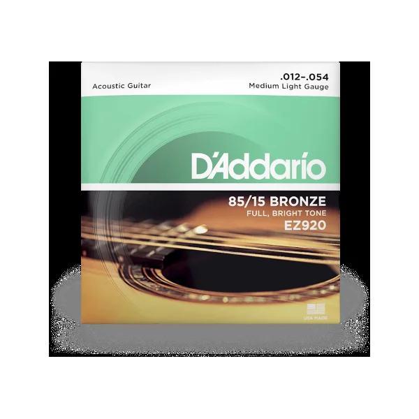 EZ920 85/15 Bronze Acoustic Guitar Strings, Medium Light, 12-54