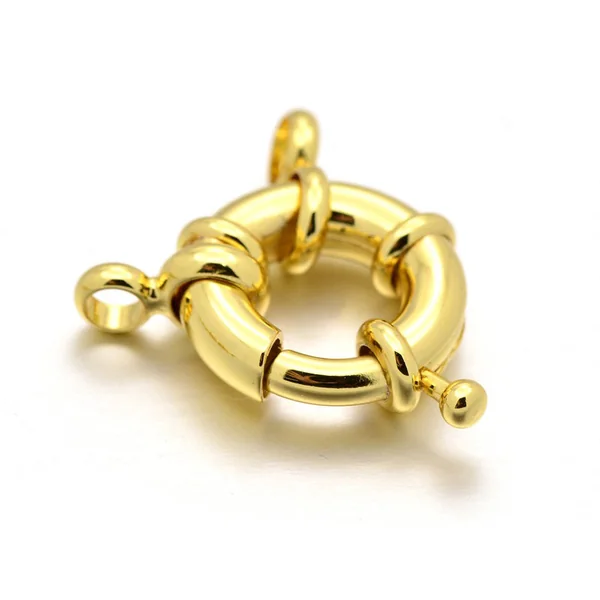 Fermoir à anneau à ressort - 15 x 5 mm - doré à l'or fin 18K