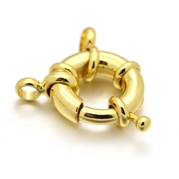 Fermoir à anneau à ressort - 17 x 6 mm - doré à l'or fin 18K