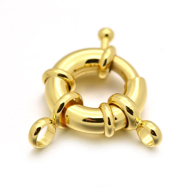 Fermoir à anneau à ressort - 17 x 6 mm - doré à l'or fin 18K