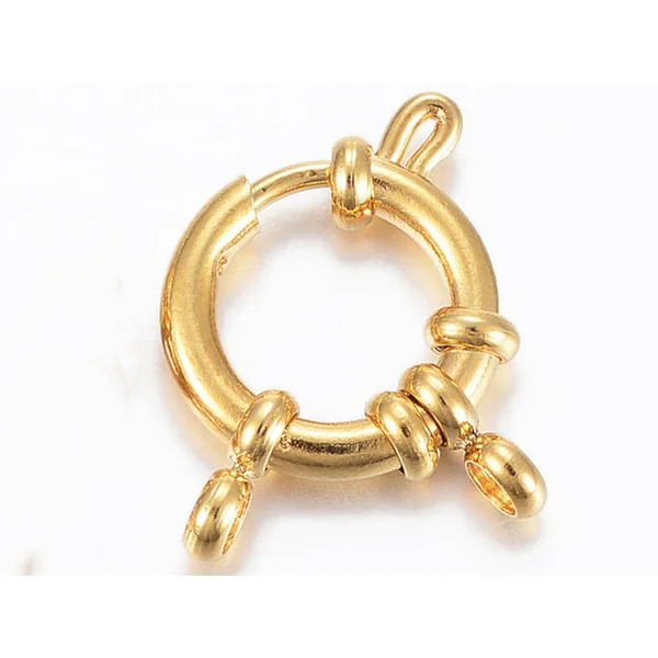 Fermoirs à anneaux à ressort en acier inoxydable 304 - doré - 23 x 14 mm