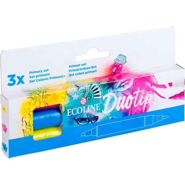 Feutres Duotip Talens Ecoline « Set couleurs primaires »