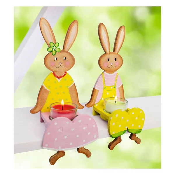Figurine bord d'étagère « Lapine Daisy », bois MDF, env. H 21,5 x l 9,5 x P 7,5 cm