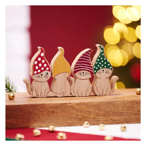 Figurine en bois VBS « Chats insolents »