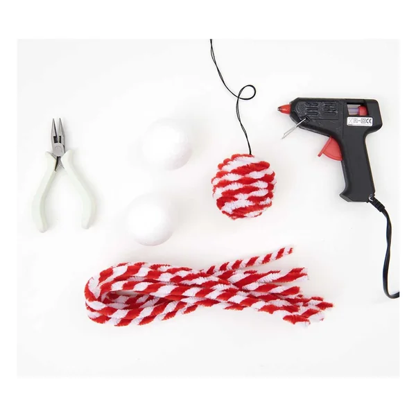 Fil chenille « Rouge/Blanc », 10 pc.