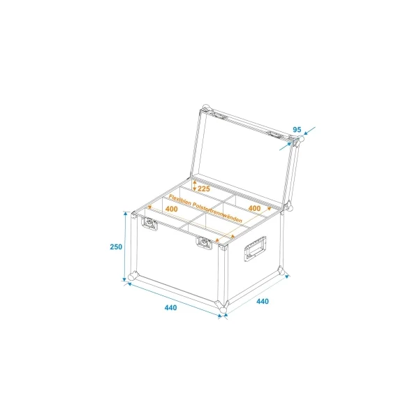 Flight case 40 X 40 X 30cm avec 8 compartiments variables
