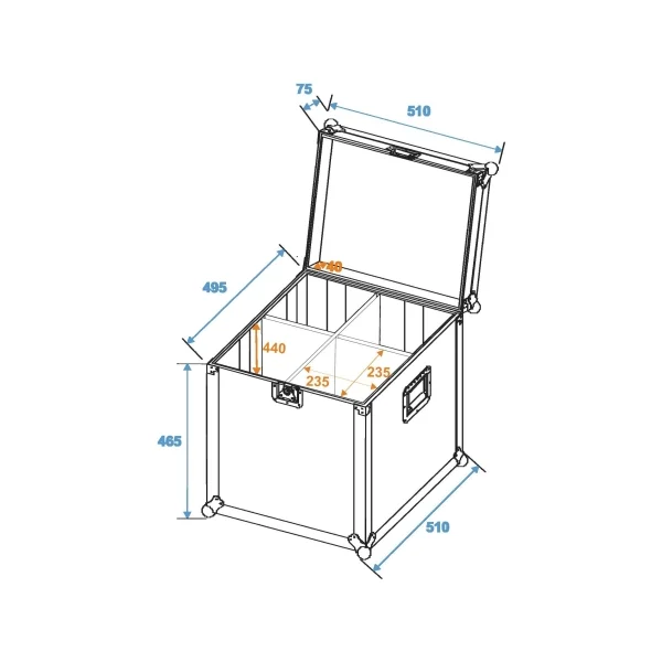 Flight case Pro pour 4 projecteurs 235X235