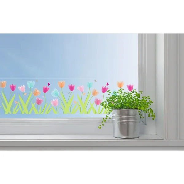 Frise adhésive pour fenêtres « Tulipes », 7,5 x 200 cm
