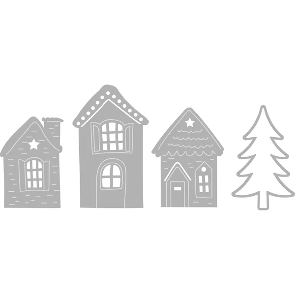 Gabarit d'estampe « Maisons en hiver »
