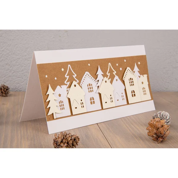 Gabarit d'estampe « Maisons en hiver »