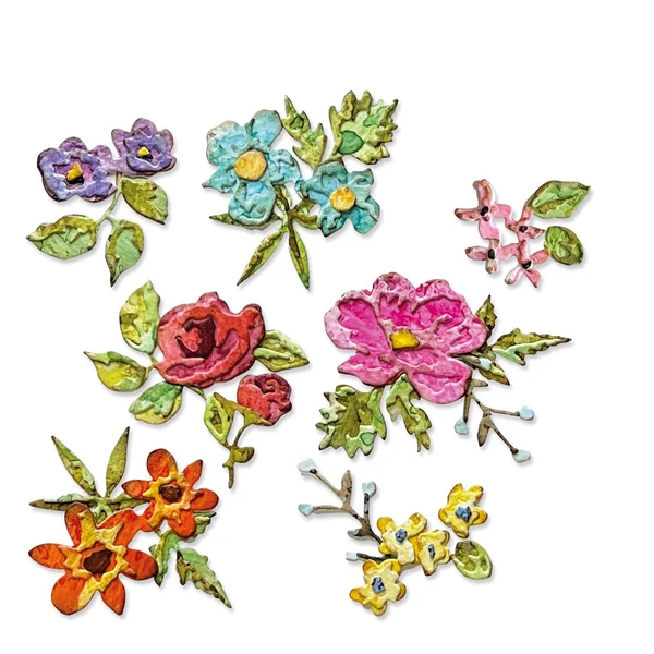 Gabarit d’estampe Sizzix Thinlits « Brushstroke Flowers Mini by Tim Holtz »