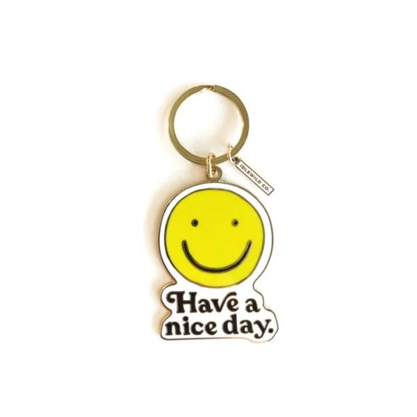 Grand porte-clés sourire jaune "Have a nice day" Idlewild