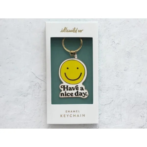 Grand porte-clés sourire jaune "Have a nice day" Idlewild
