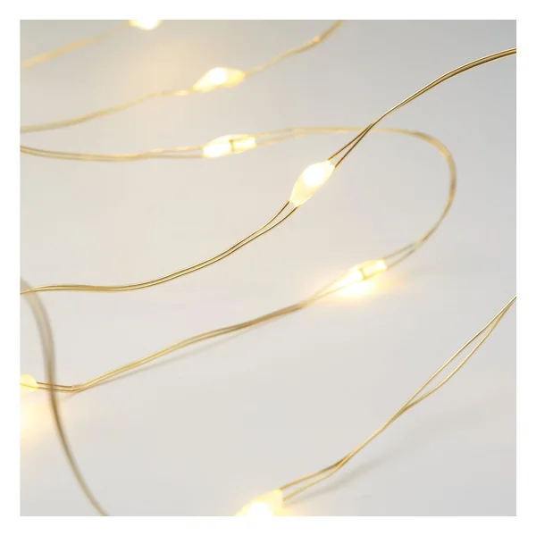 Guirlande lumineuse micro-LED, avec minuterie, fil doré, 10 LED