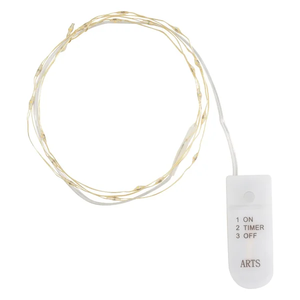 Guirlande lumineuse micro-LED avec minuterie, fil doré, 20 LED