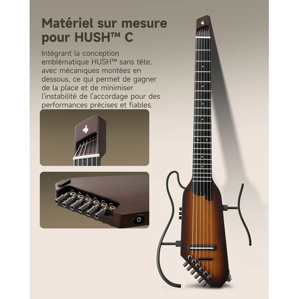 Guitare Classique Electro Donner HUSH-C Nylon Travel Guitar Black