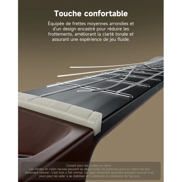 Guitare Classique Electro Donner HUSH-C Nylon Travel Guitar Black