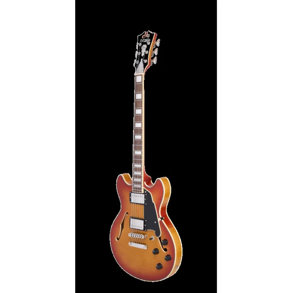 Guitare Electrique D'ANGELICO Premier Mini DC XT - Honey Burst + housse