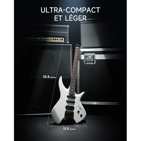 Guitare Electrique Donner HLX-500 Headless Guitar White