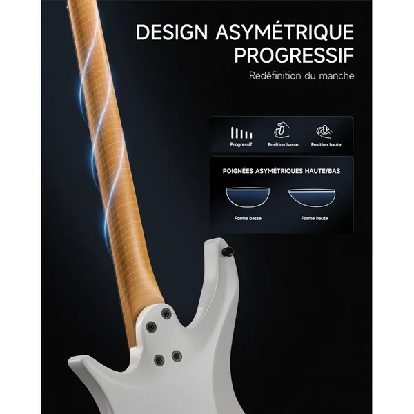 Guitare Electrique Donner HLX-500 Headless Guitar White