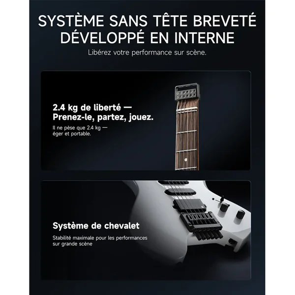 Guitare Electrique Donner HLX-500 Headless Guitar White