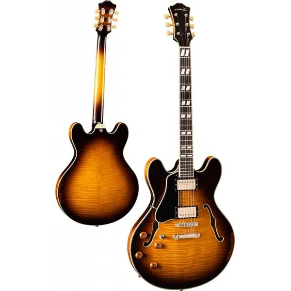 Guitare Electrique Gaucher Eastman T59L/v-SB Thinline Antique Sunburst