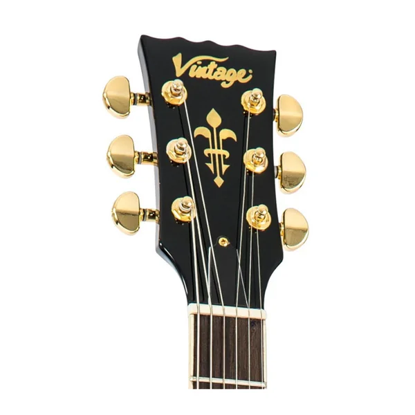 Guitare Electrique VINTAGE V100BB - GOLD HARDW BLACK GLOSS