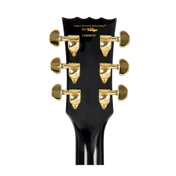 Guitare Electrique VINTAGE V100BB - GOLD HARDW BLACK GLOSS