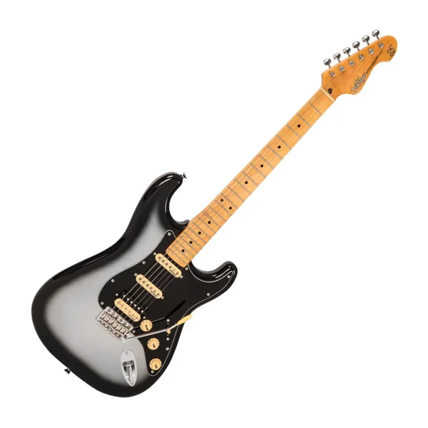 Guitare Electrique VINTAGE V6HMSVB-UK - V6HSS MAPLE 25TH ANNIVERSARY SILVER BURST