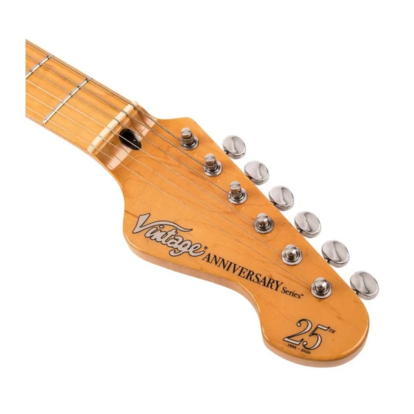Guitare Electrique VINTAGE V6HMSVB-UK - V6HSS MAPLE 25TH ANNIVERSARY SILVER BURST