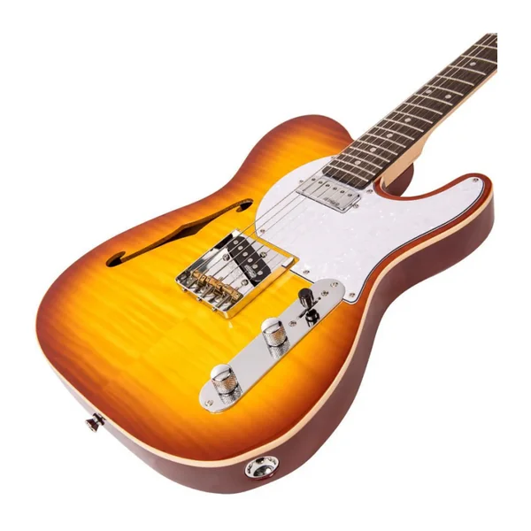 Guitare Electrique VINTAGE V72FTB - V72 TL DELUXE - FLAME TOBACCO BURST