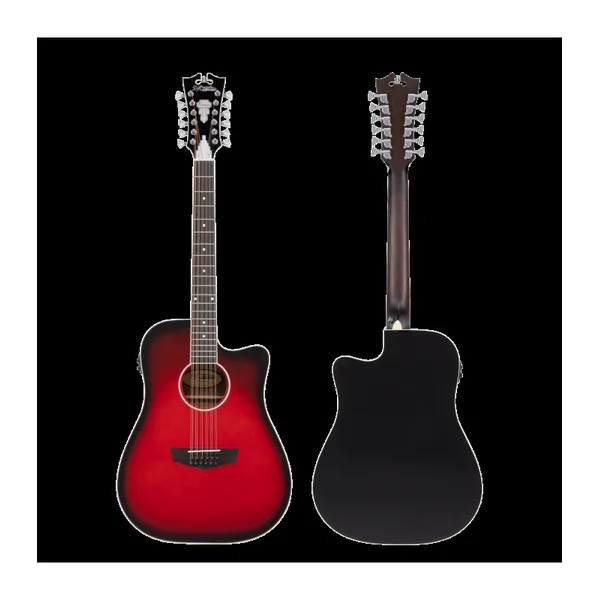 Guitare Folk Electro 12 Cordes D'ANGELICO Premier Bowery 12 LS Black Cherry Burst