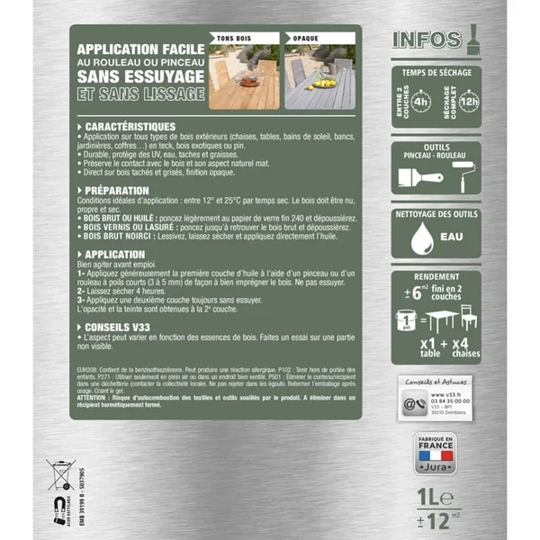Huile Haute protection V33 Gris sablé